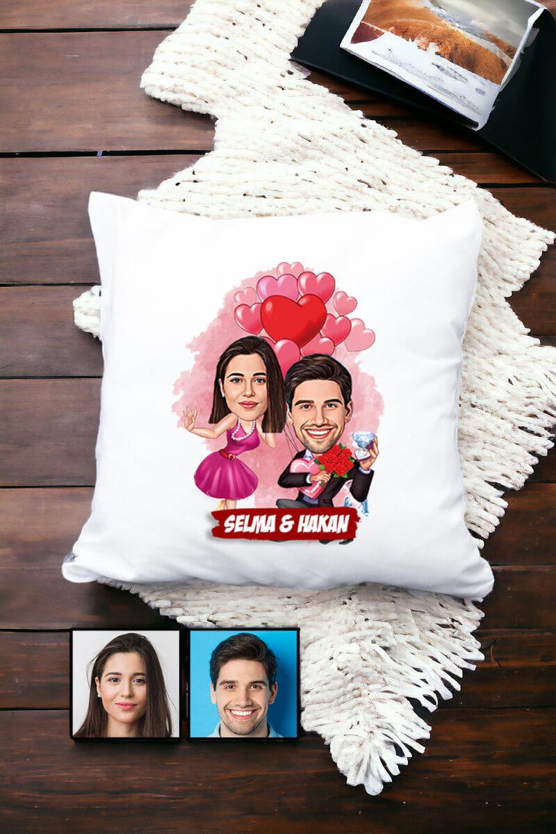 Sevgililer Günü Hediyesi Karikatürlü Yastık