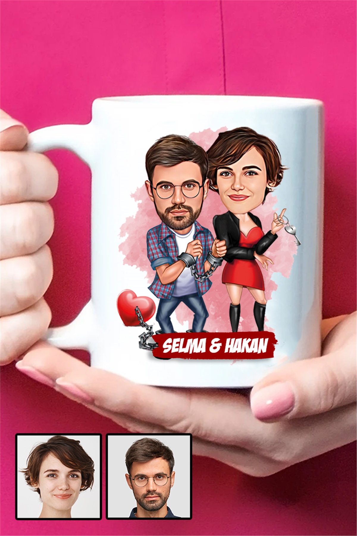 Kız Arkadaşa 14 Şubat Sevgililer Günü Hediyesi Karikatürlü Beyaz Kupa Bardak