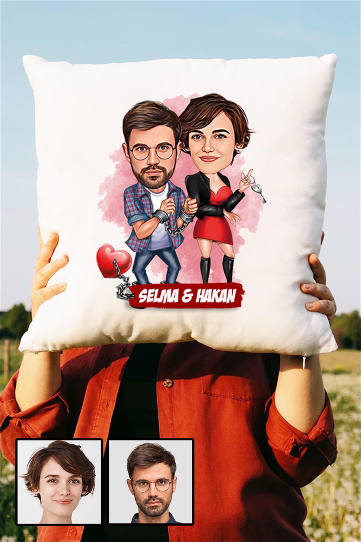 Sevgililere İlginç Hediye  Karikatürlü Yastık