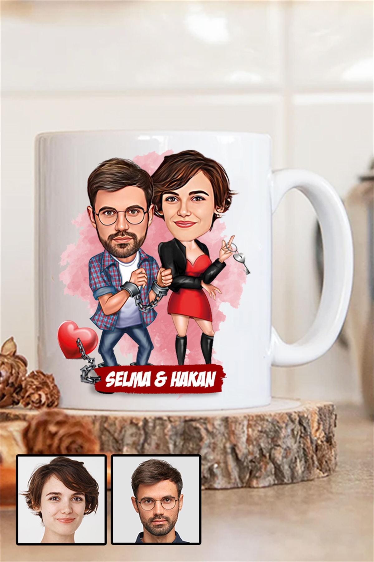 Kız Arkadaşa 14 Şubat Sevgililer Günü Hediyesi Karikatürlü Beyaz Kupa Bardak