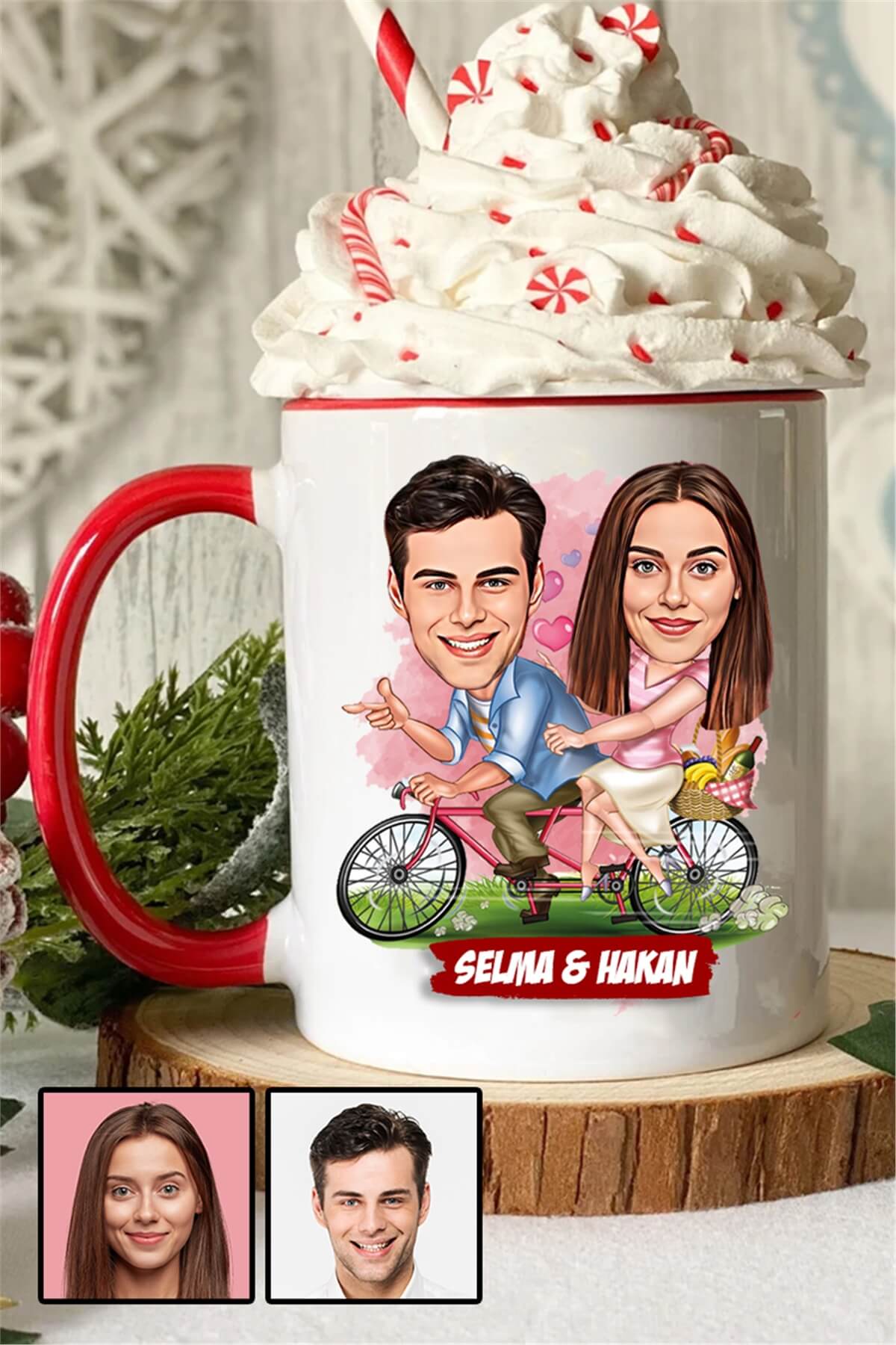 Erkek için Sevgililer Günü Hediyesi Karikatürlü İçi Renkli Kupa Bardak