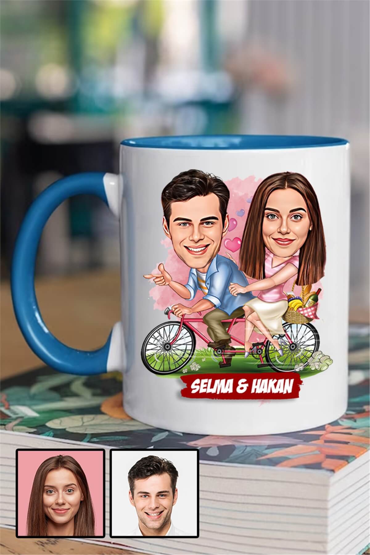 Erkek için Sevgililer Günü Hediyesi Karikatürlü İçi Renkli Kupa Bardak