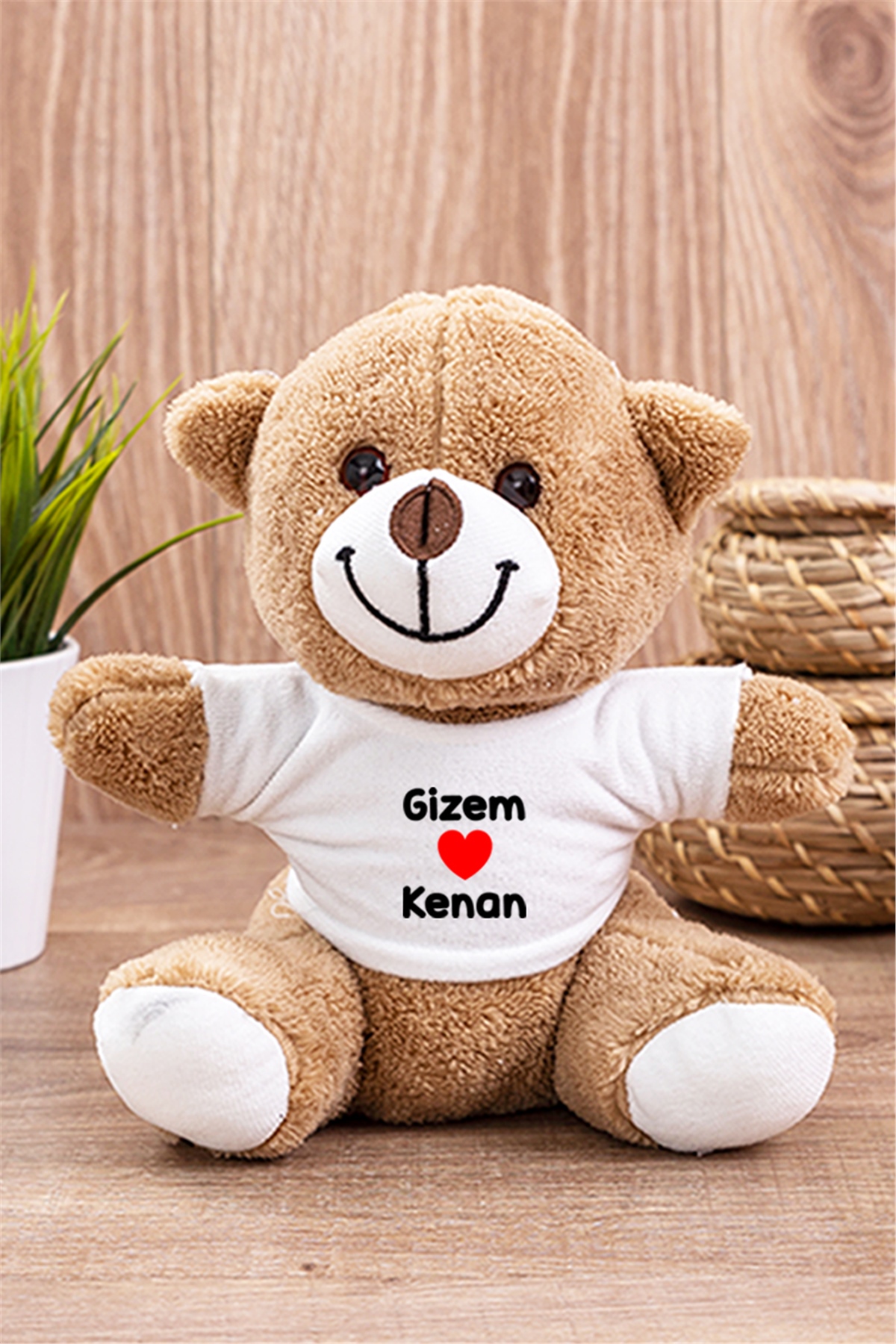 Sevgililere Özel İsim Yazılı Peluş Ayıcık
