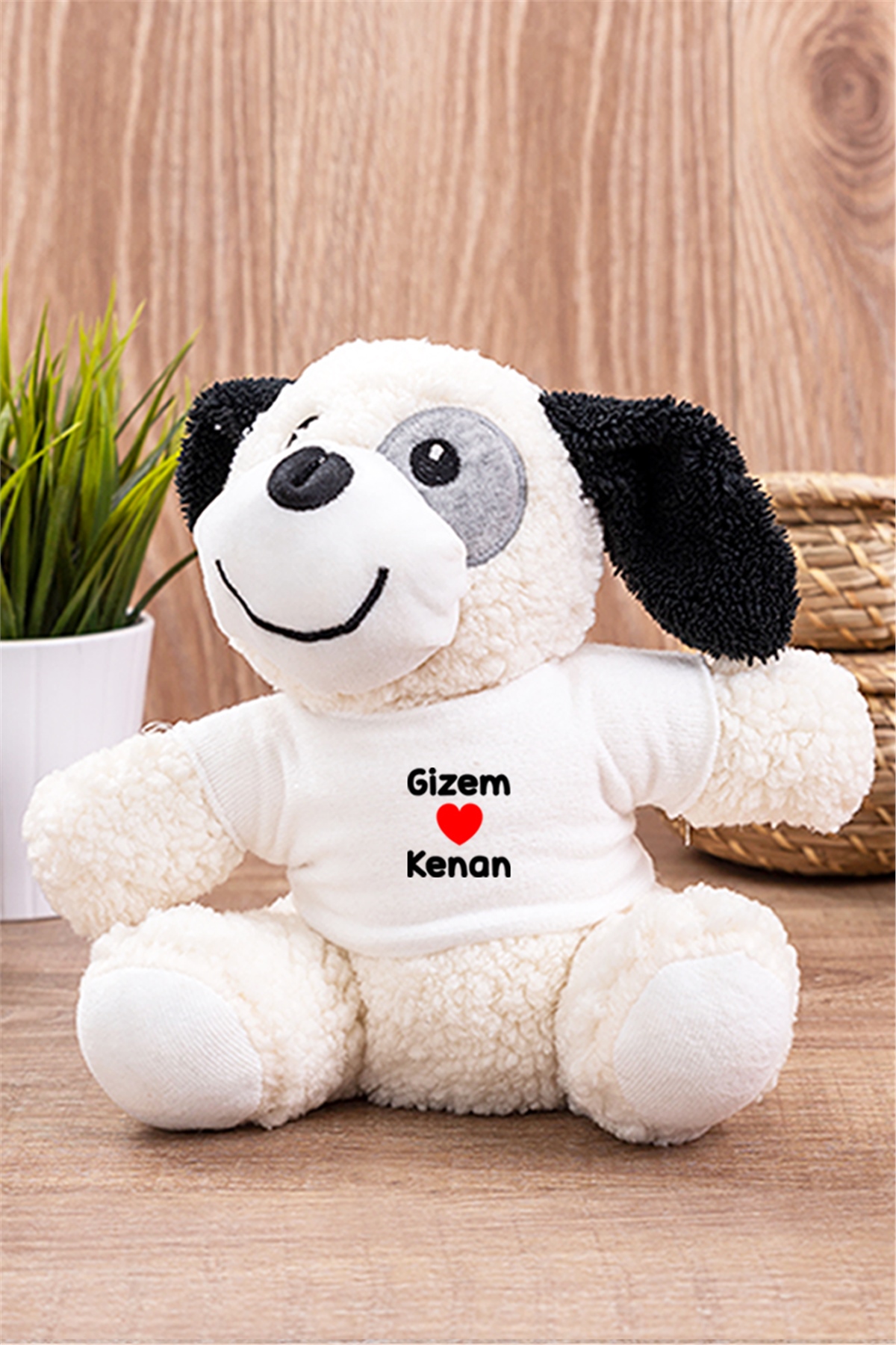 Sevgililere Özel İsim Yazılı Peluş Köpek