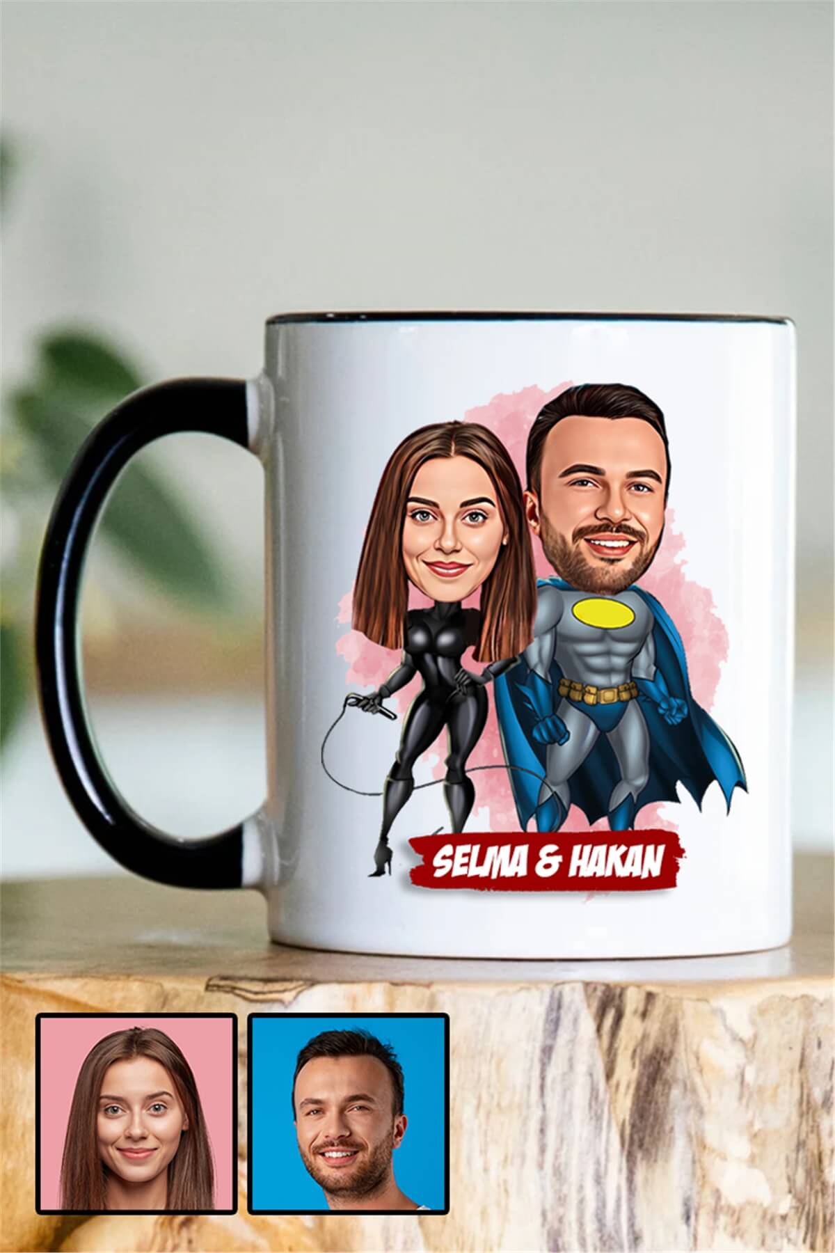 Sevgililere Romantik Hediye Karikatürlü İçi Renkli Kupa Bardak