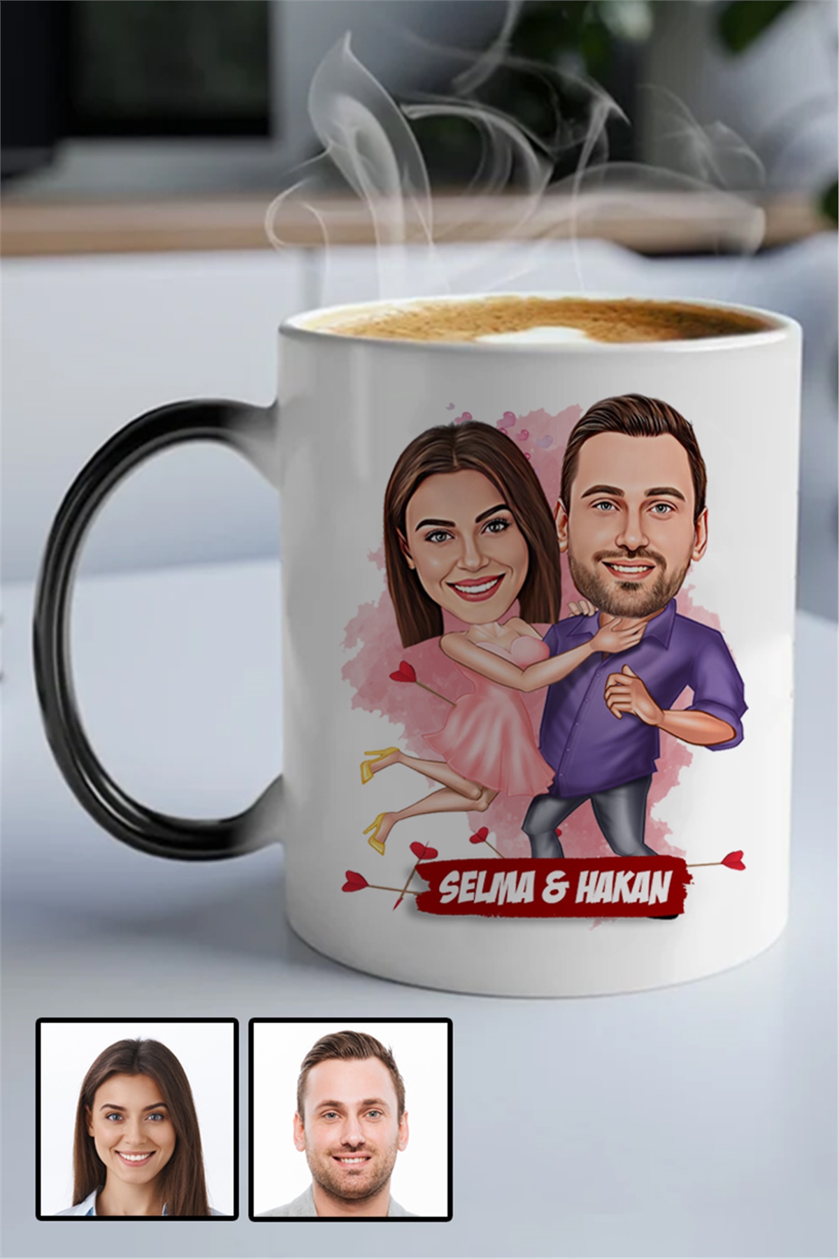 Eşe İlginç Sevgililer Günü Hediyesi Karikatürlü Sihirli Kupa Bardak