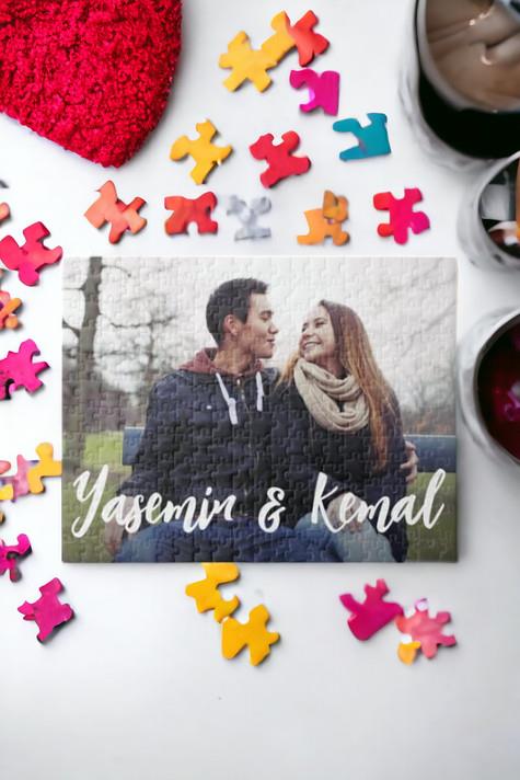 Sevgiliye Fotoğraflı Hediye İsimli ve Fotoğraflı Dikdörtgen Puzzle