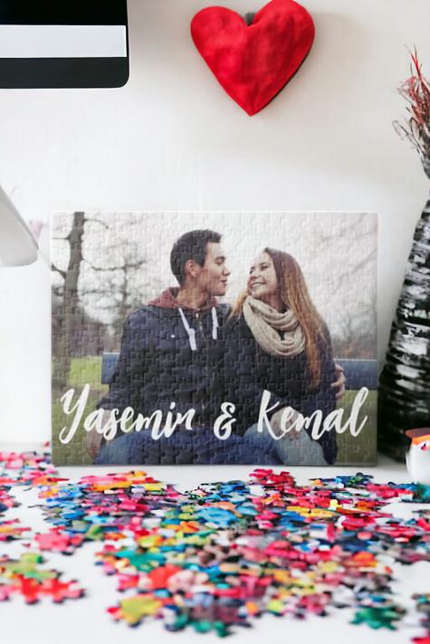 Sevgiliye Fotoğraflı Hediye İsimli ve Fotoğraflı Dikdörtgen Puzzle
