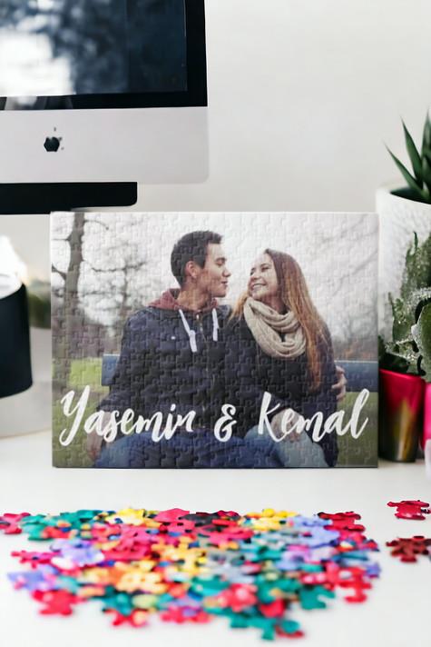Sevgiliye Fotoğraflı Hediye İsimli ve Fotoğraflı Dikdörtgen Puzzle