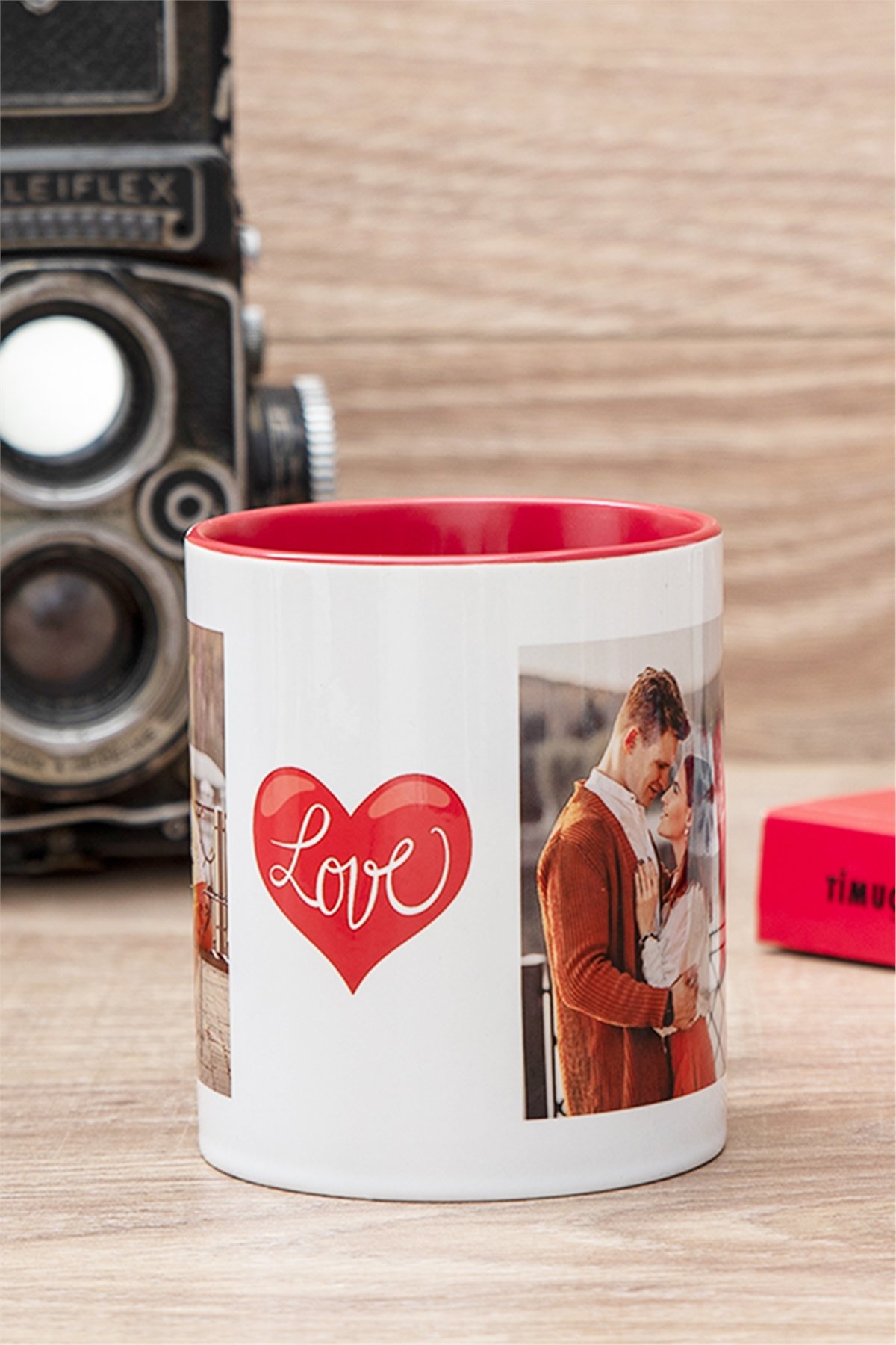 Sevgiliye Hediye 2 Fotoğraflı İçi Renkli Kupa Bardak