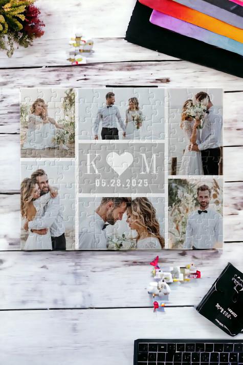 Sevgiliye Hediye Baş Harfli ve Fotoğraflı Puzzle