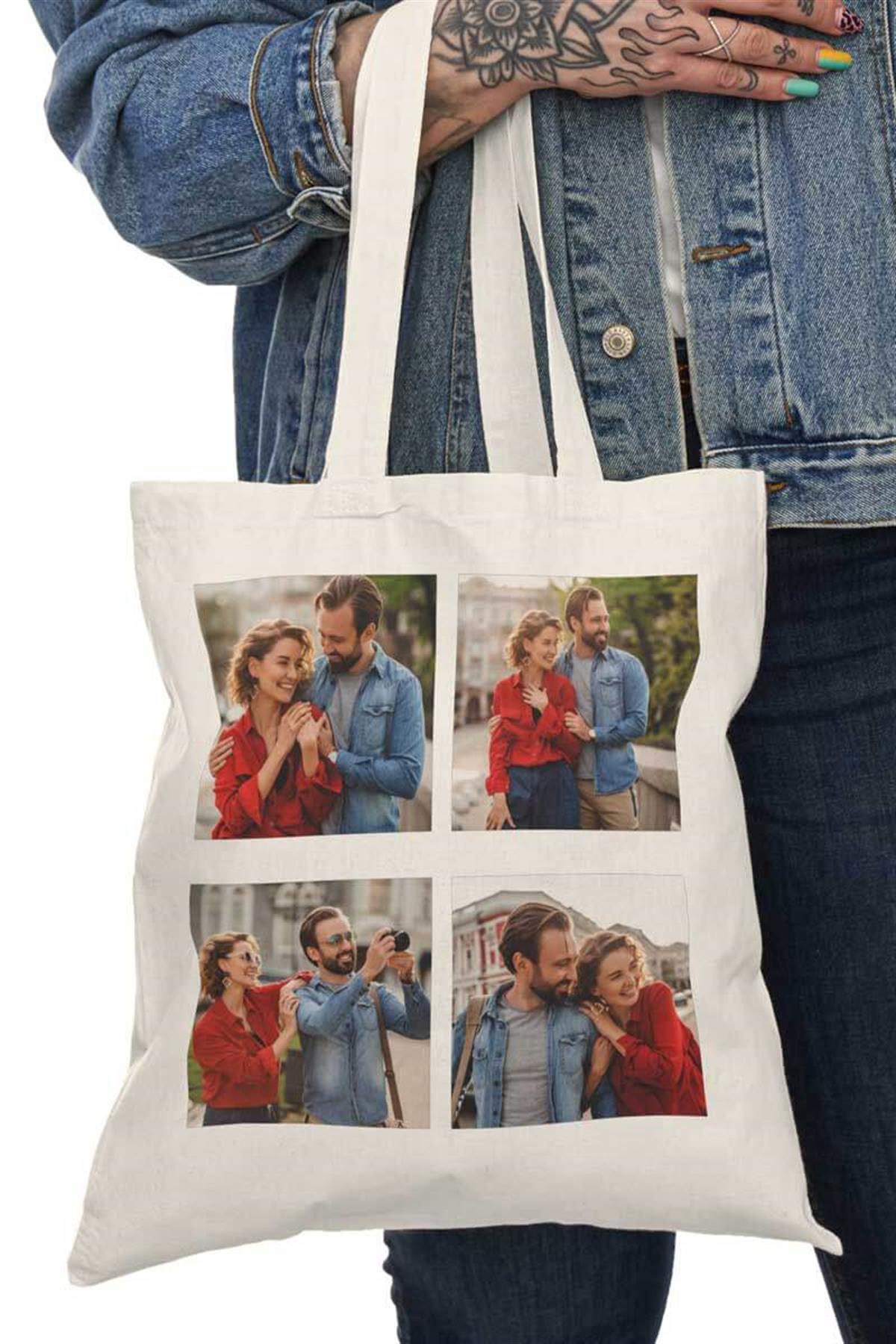 Sevgiliye Hediye Fotoğraf Baskılı Bez Çanta