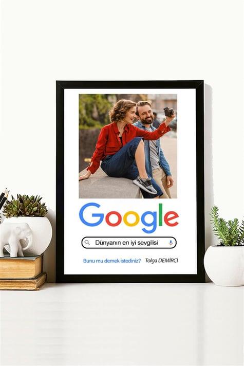 Sevgiliye Hediye Google Tasarım Kişiye Özel Fotoğraflı Hediyelik Çerçeve
