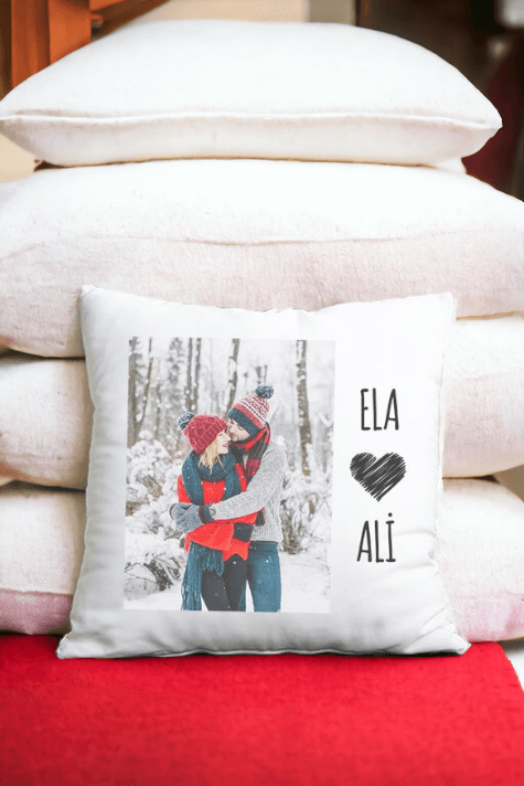 Sevgiliye Hediye İsimli ve Fotoğraflı Saten Kare Yastık