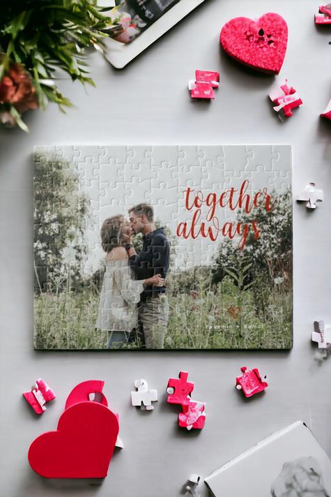 Sevgiliye Hediye Together Always Tasarımlı Fotoğraflı Dikdörtgen Puzzle