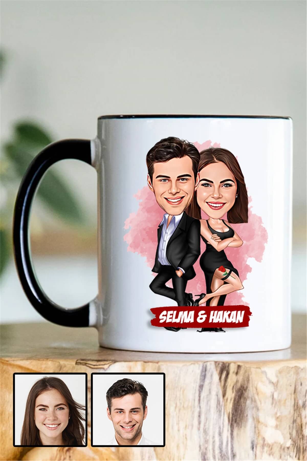 Sevgililere İlginç Hediye Davete Hazırız Karikatürlü İçi Renkli Kupa Bardak