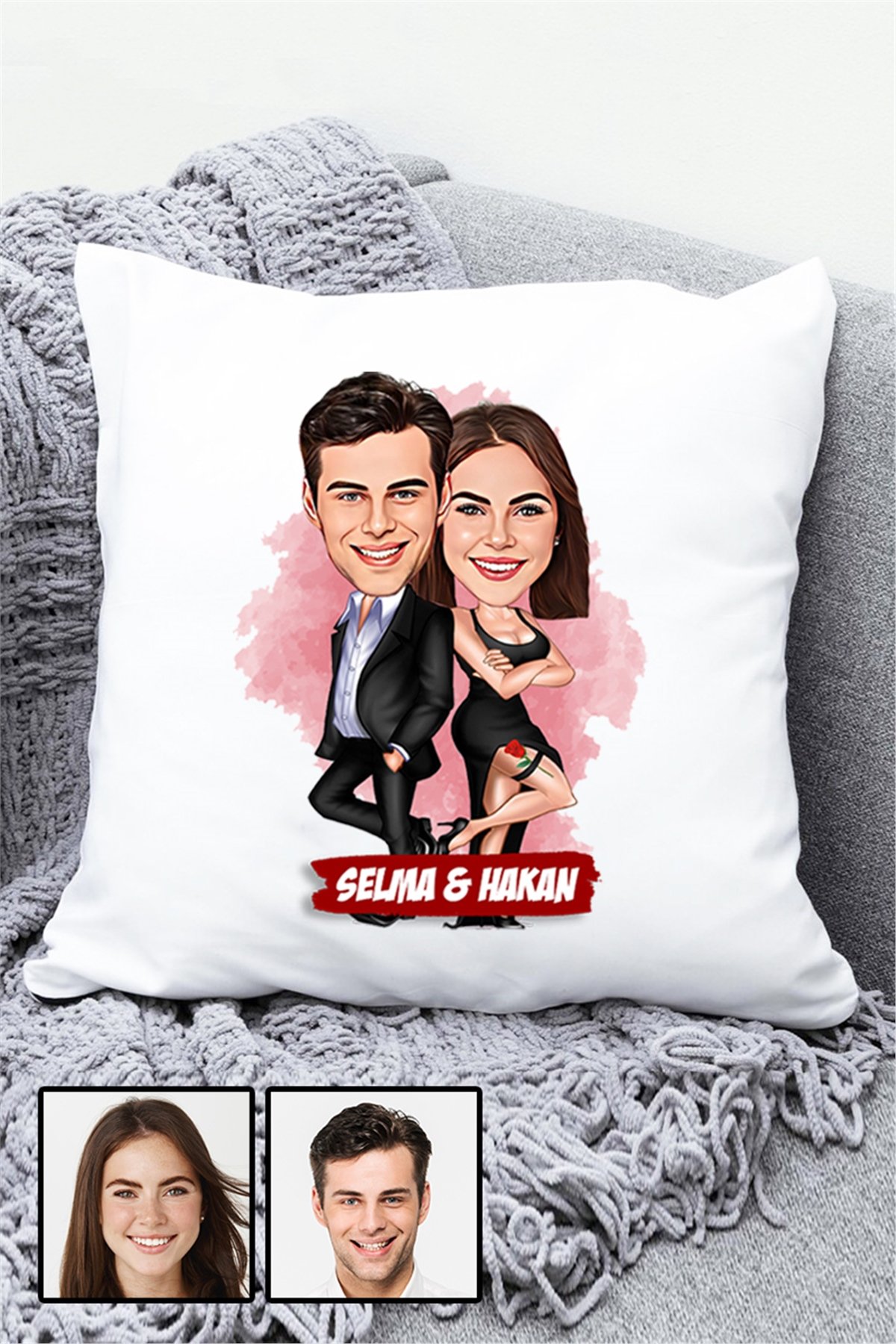 Sevgiliye İlginç Hediye Davete Hazırız Karikatürlü Yastık