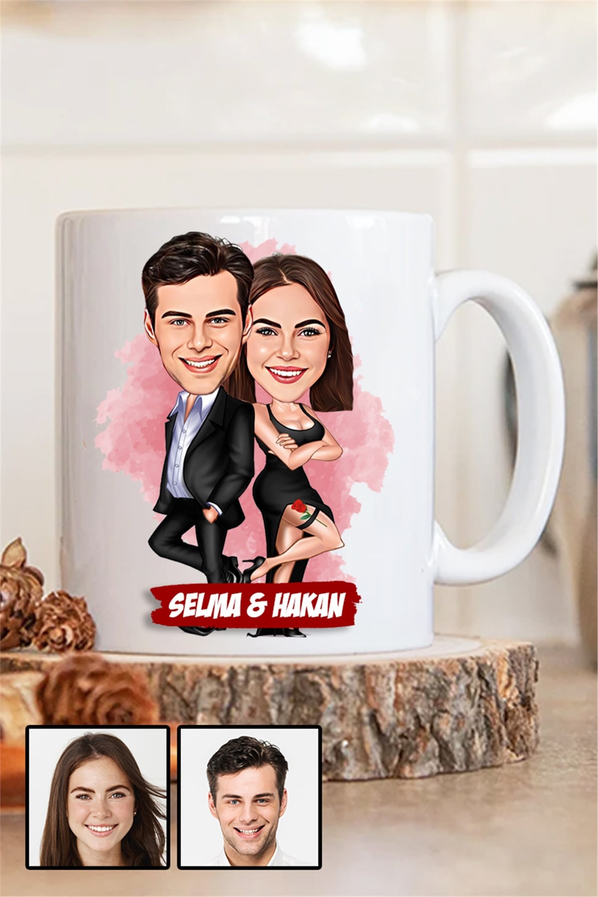 Bayan Sevgiliye 14 Şubat Sevgililer Günü Hediyesi Karikatürlü Beyaz Kupa Bardak
