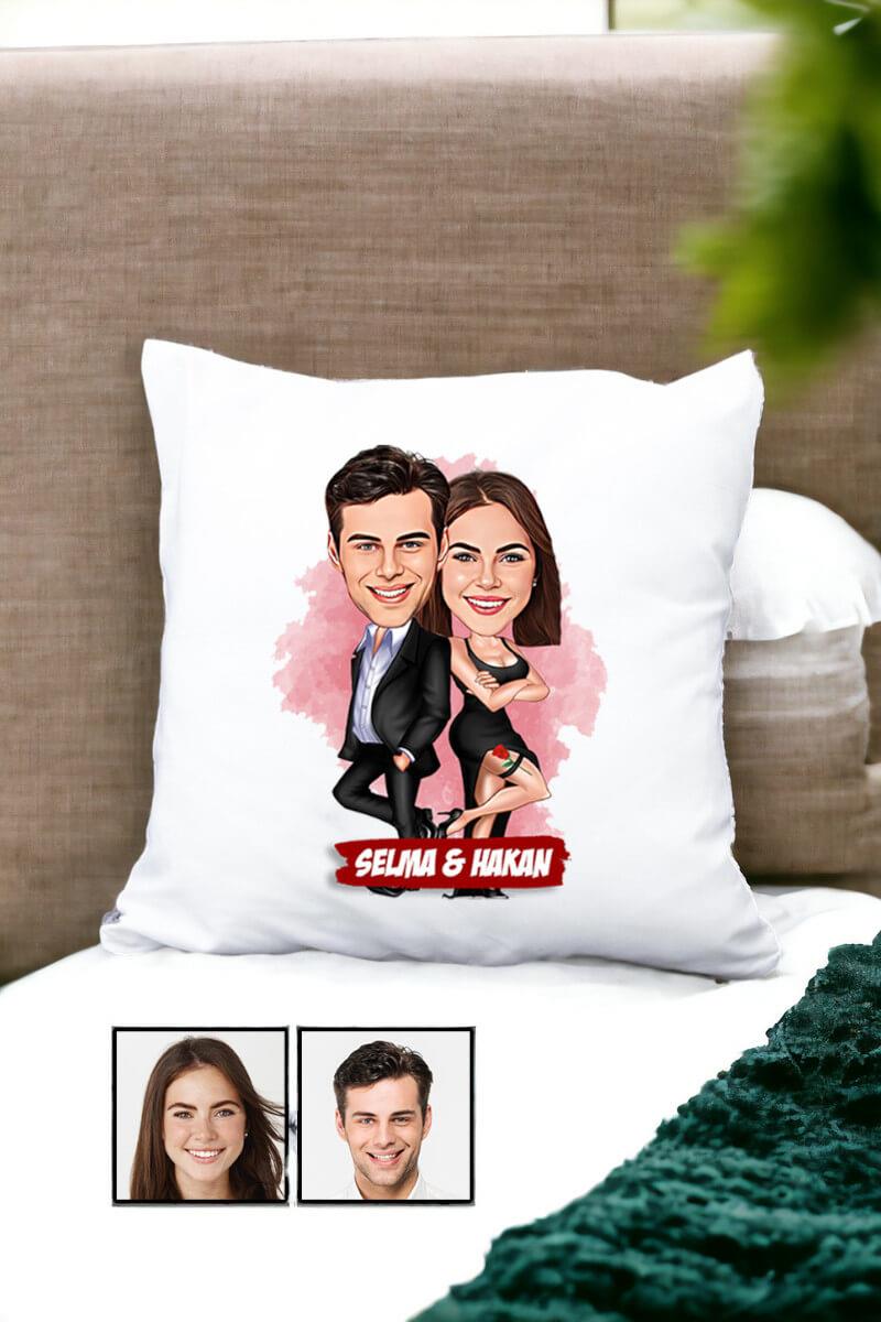 Sevgiliye İlginç Hediye Davete Hazırız Karikatürlü Yastık
