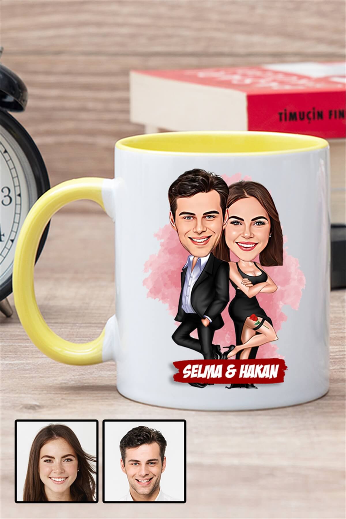 Sevgililere İlginç Hediye Davete Hazırız Karikatürlü İçi Renkli Kupa Bardak