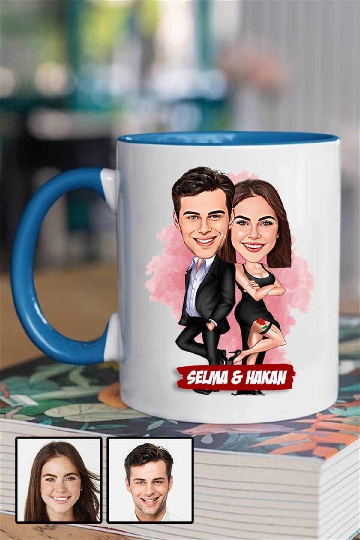 Sevgililere İlginç Hediye Davete Hazırız Karikatürlü İçi Renkli Kupa Bardak