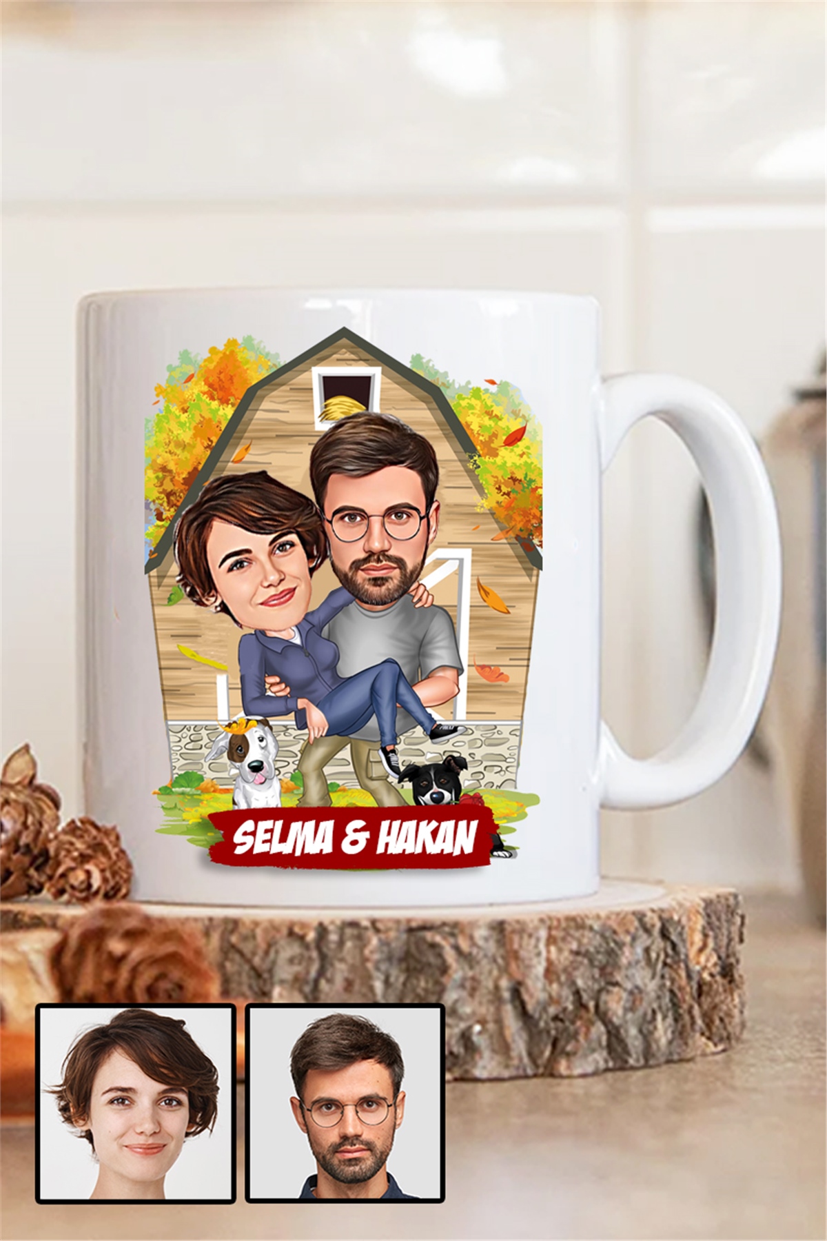 Çiftlere Özel İlginç Sevgililer Günü Hediyesi Karikatürlü Beyaz Kupa Bardak