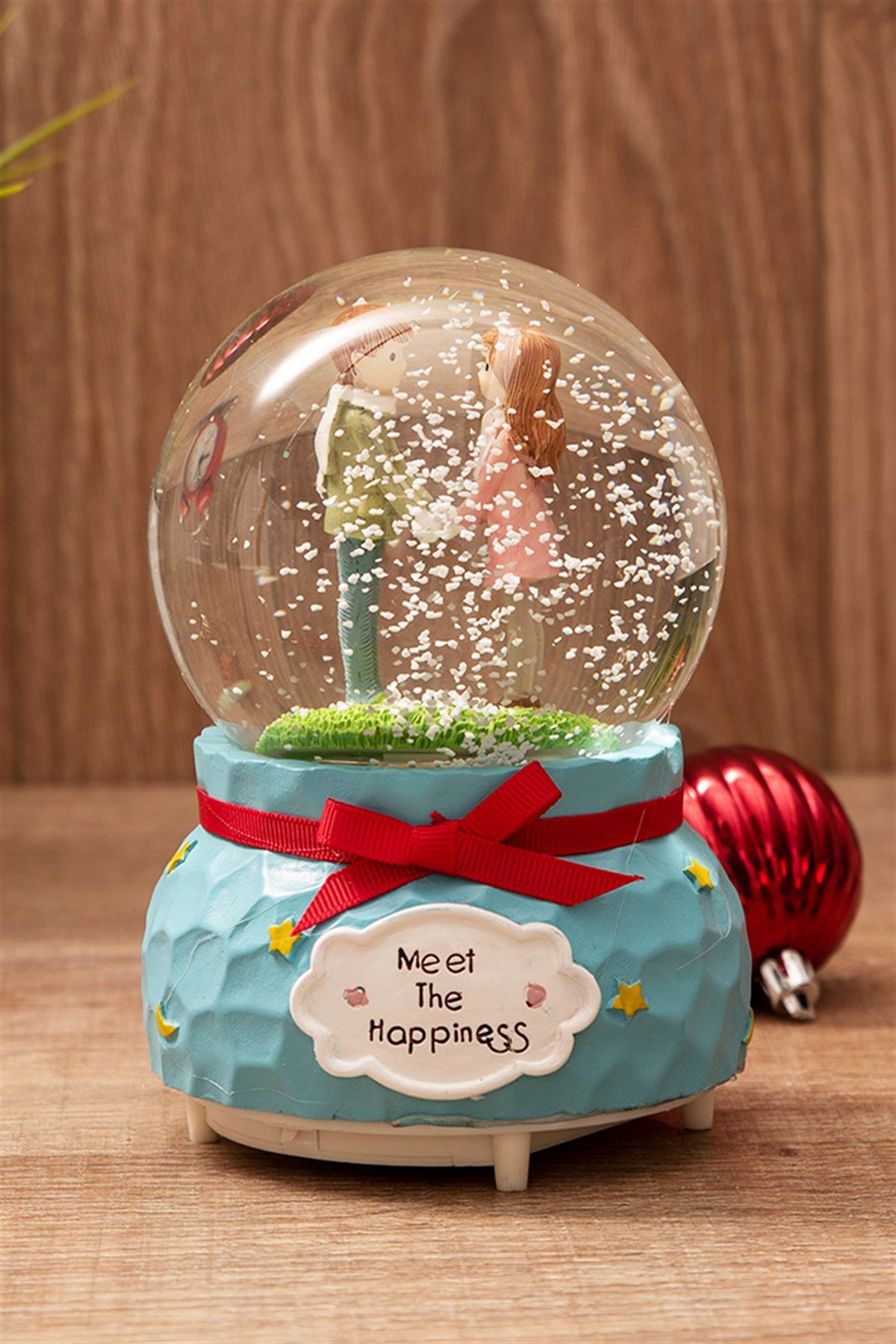 Sevgiliye Romantik Hediye Elele Tutuşan Çiftler Kar Küresi