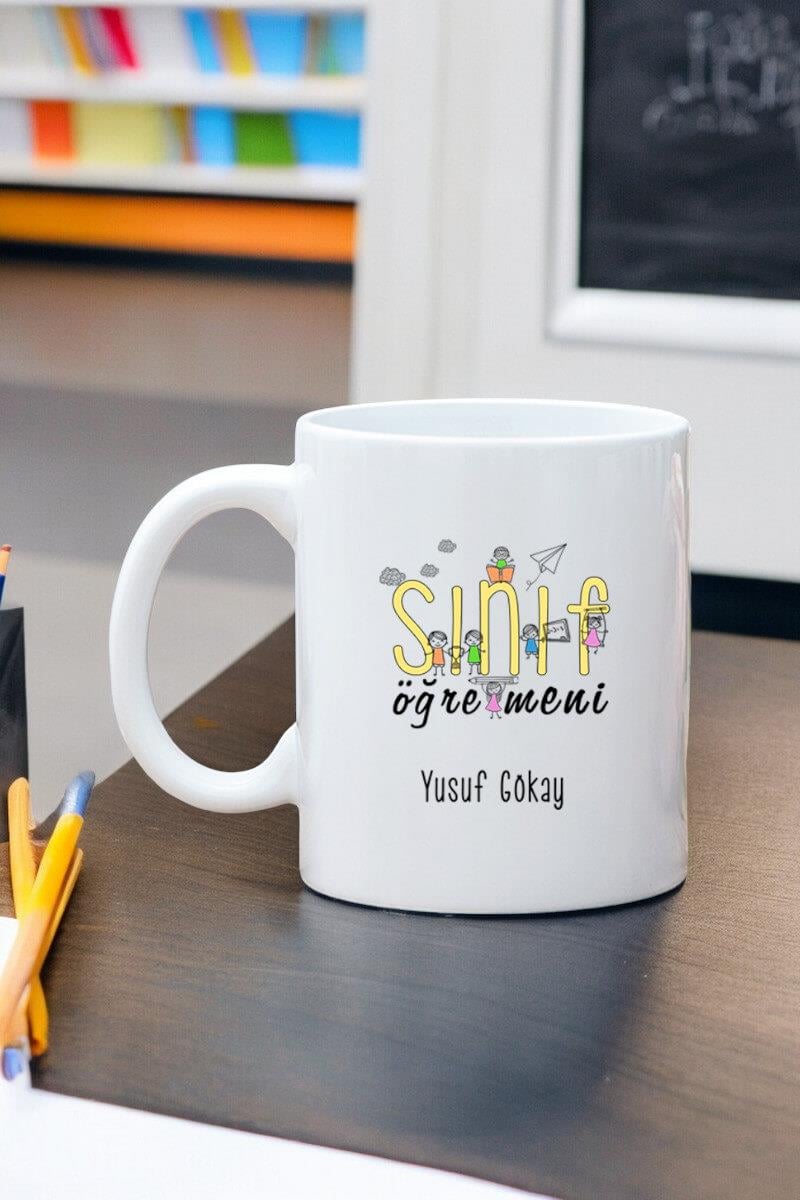 Sınıf Öğretmenine Hediye Beyaz Kupa Bardak