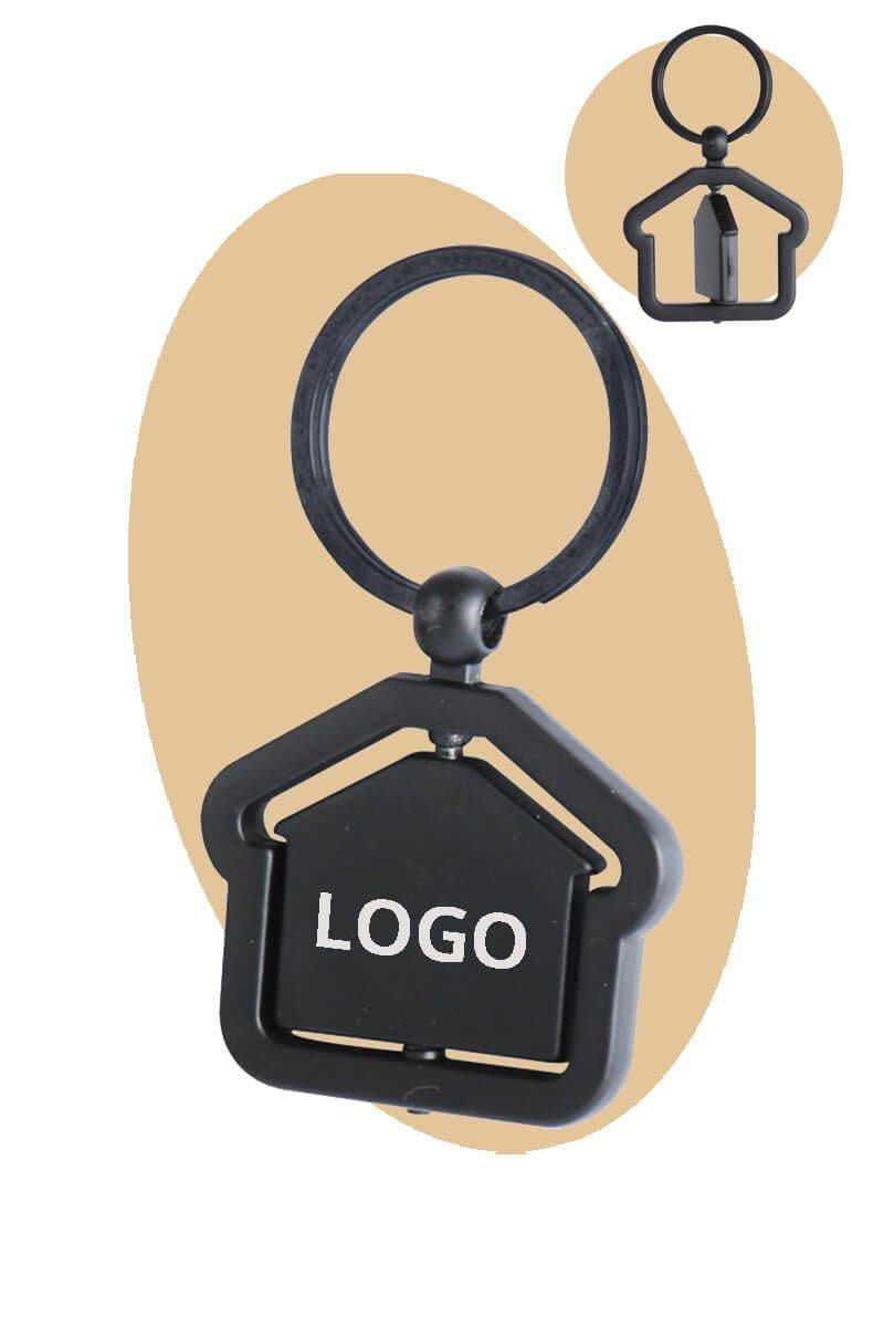 Siyah Ev Tasarım Dönen Metal Anahtarlık 5265-PETK