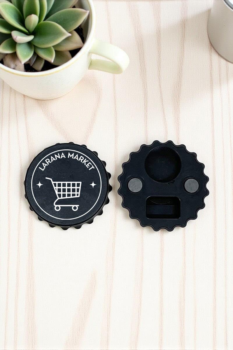 Siyah Kapak Şeklinde Promosyon Açacak Magnet