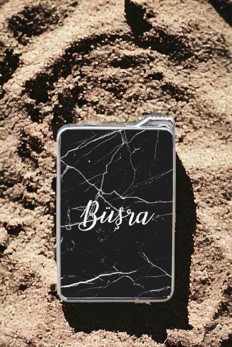 Siyah Mermer Desenli İsimli Çakmak