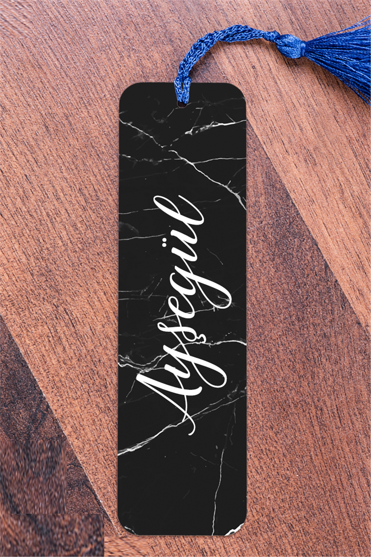 Siyah Mermer Desenli İsimli Metal Kitap Ayracı