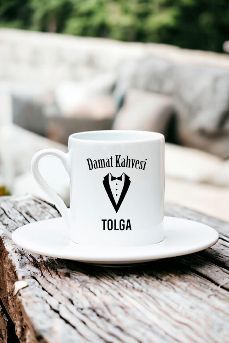 Smokin Tasarım Damat Beyaz Türk Kahvesi Fincanı
