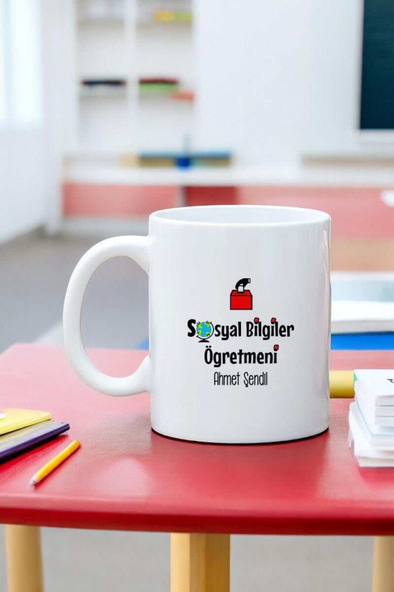 Sosyal Bilgiler Öğretmenine Hediye Beyaz Kupa Bardak