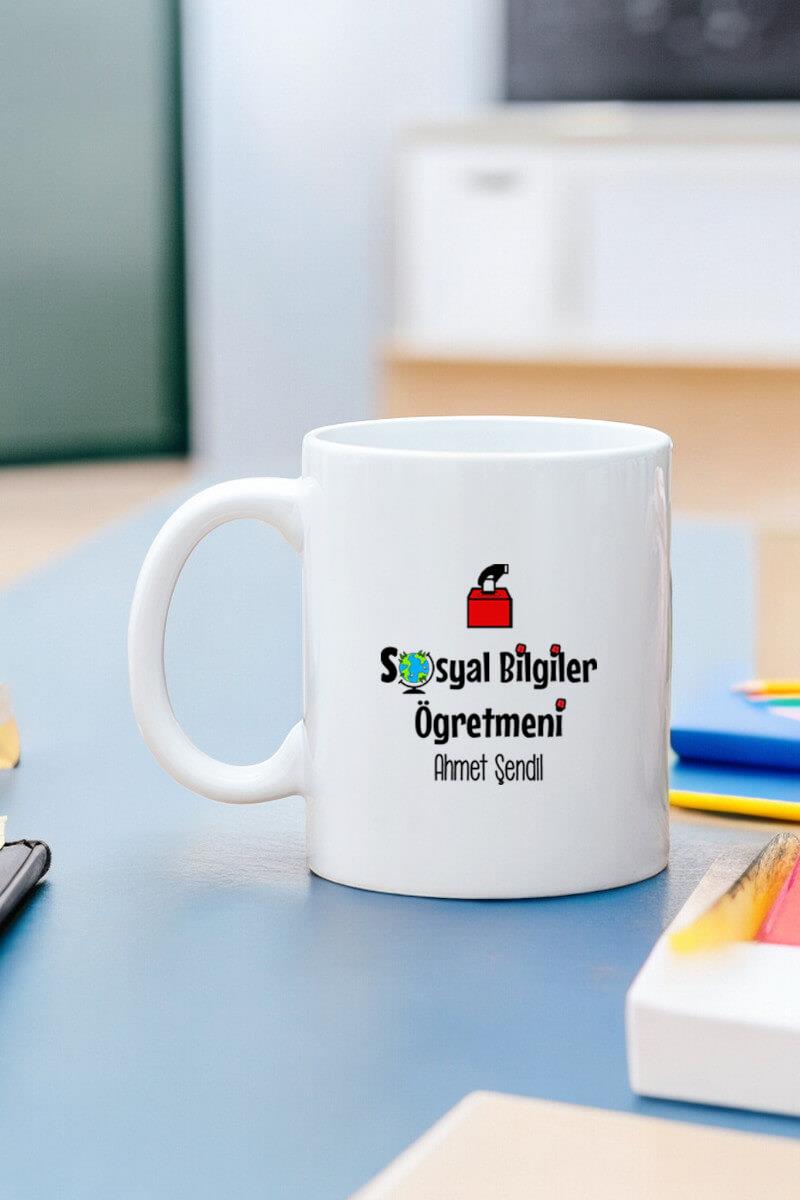 Sosyal Bilgiler Öğretmenine Hediye Beyaz Kupa Bardak