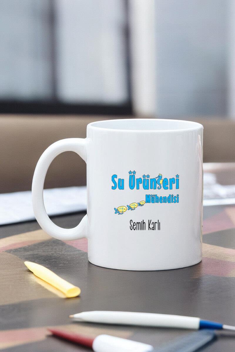Su Ürünleri Mühendisine Hediye Beyaz Kupa Bardak