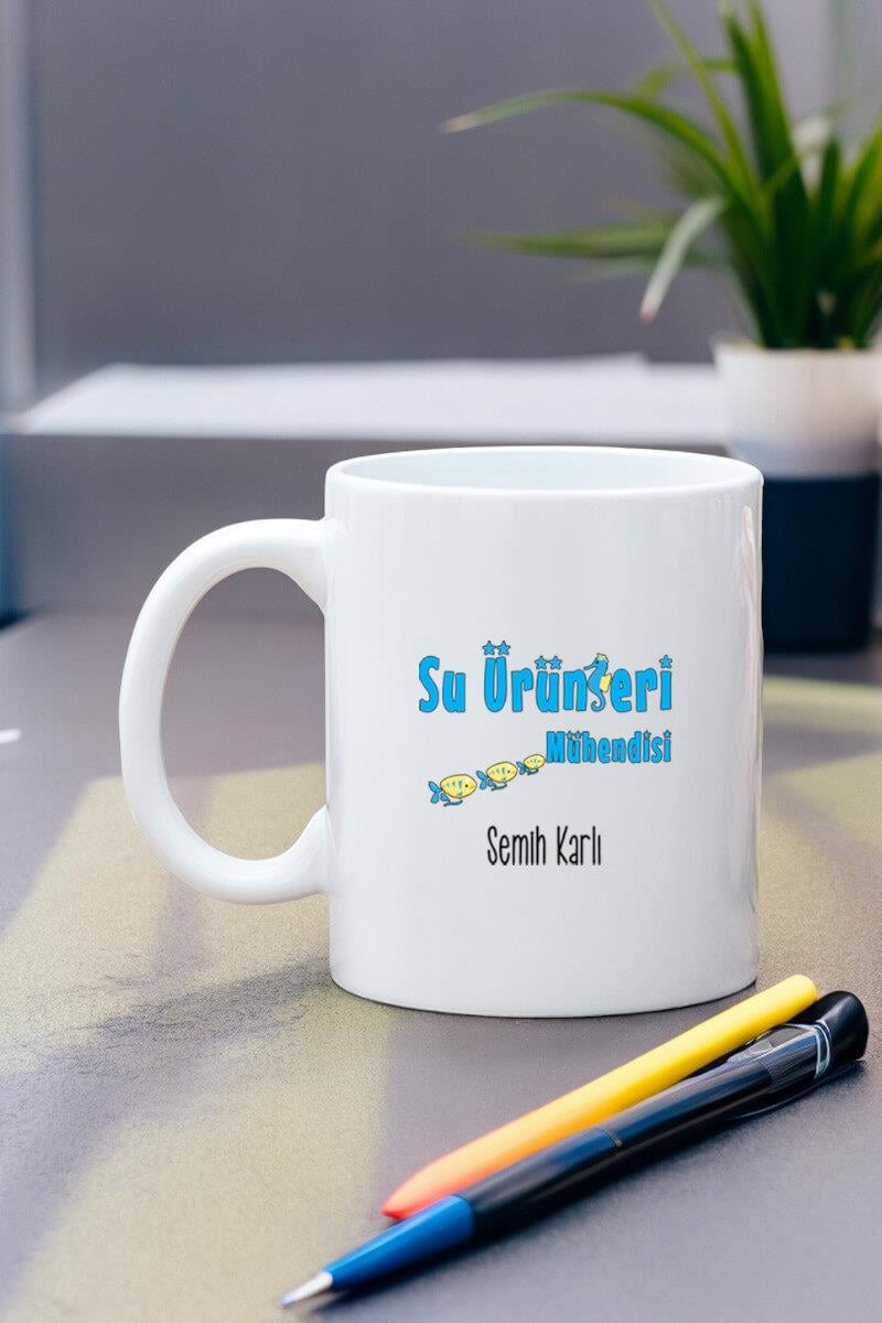 Su Ürünleri Mühendisine Hediye Beyaz Kupa Bardak