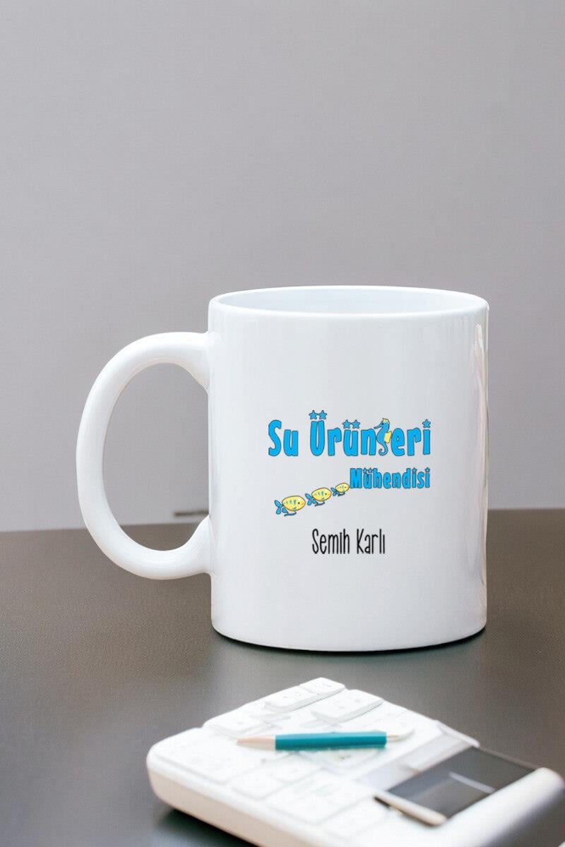 Su Ürünleri Mühendisine Hediye Beyaz Kupa Bardak