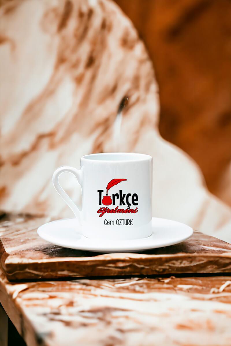 Türkçe Öğretmeni Beyaz Türk Kahvesi Fincanı