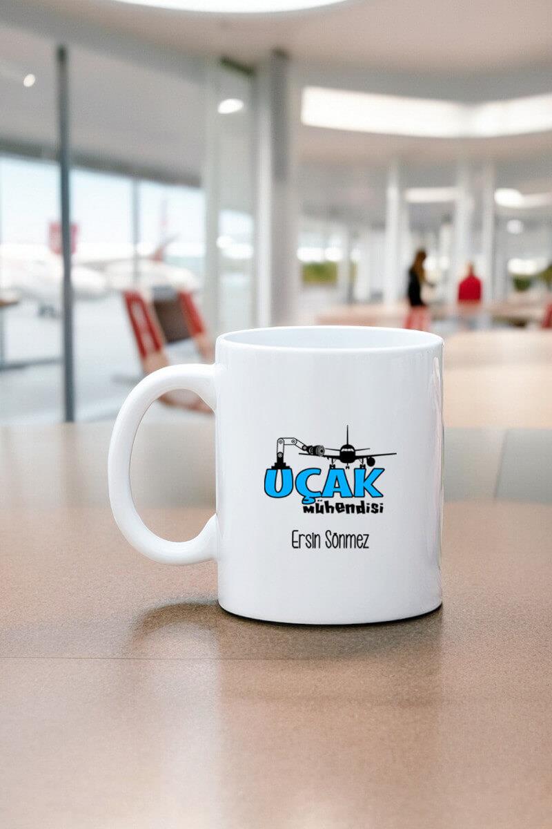 Uçak Mühendisine Hediye Beyaz Kupa Bardak