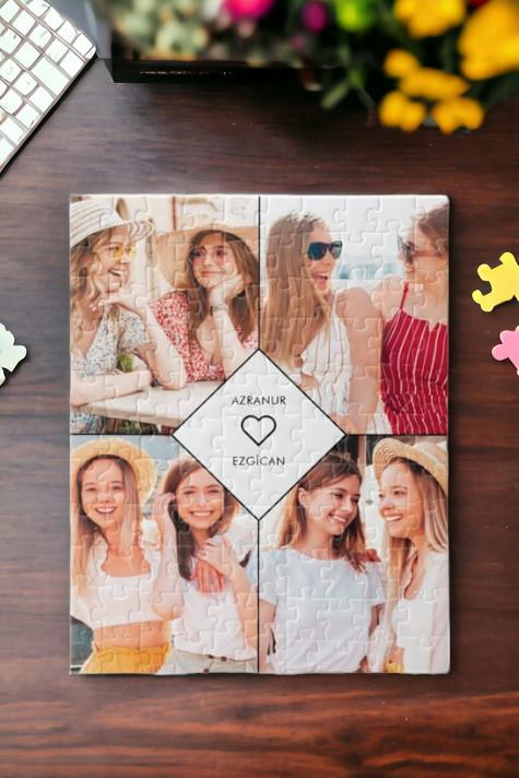 Yakın Arkadaşa Hediye 4 Fotoğraflı Kolaj Puzzle