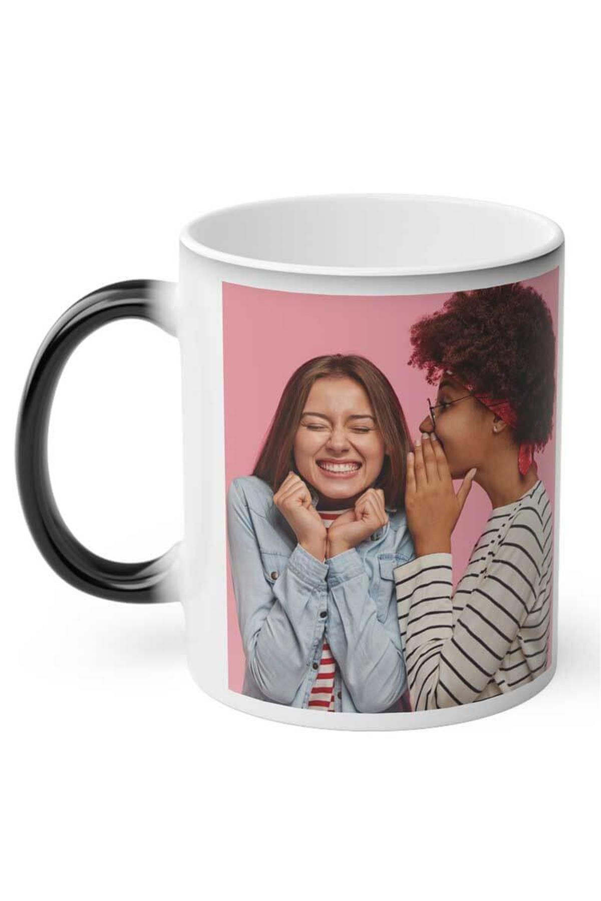 Yakın Arkadaşa Hediye Fotoğraflı Sihirli Kupa Bardak