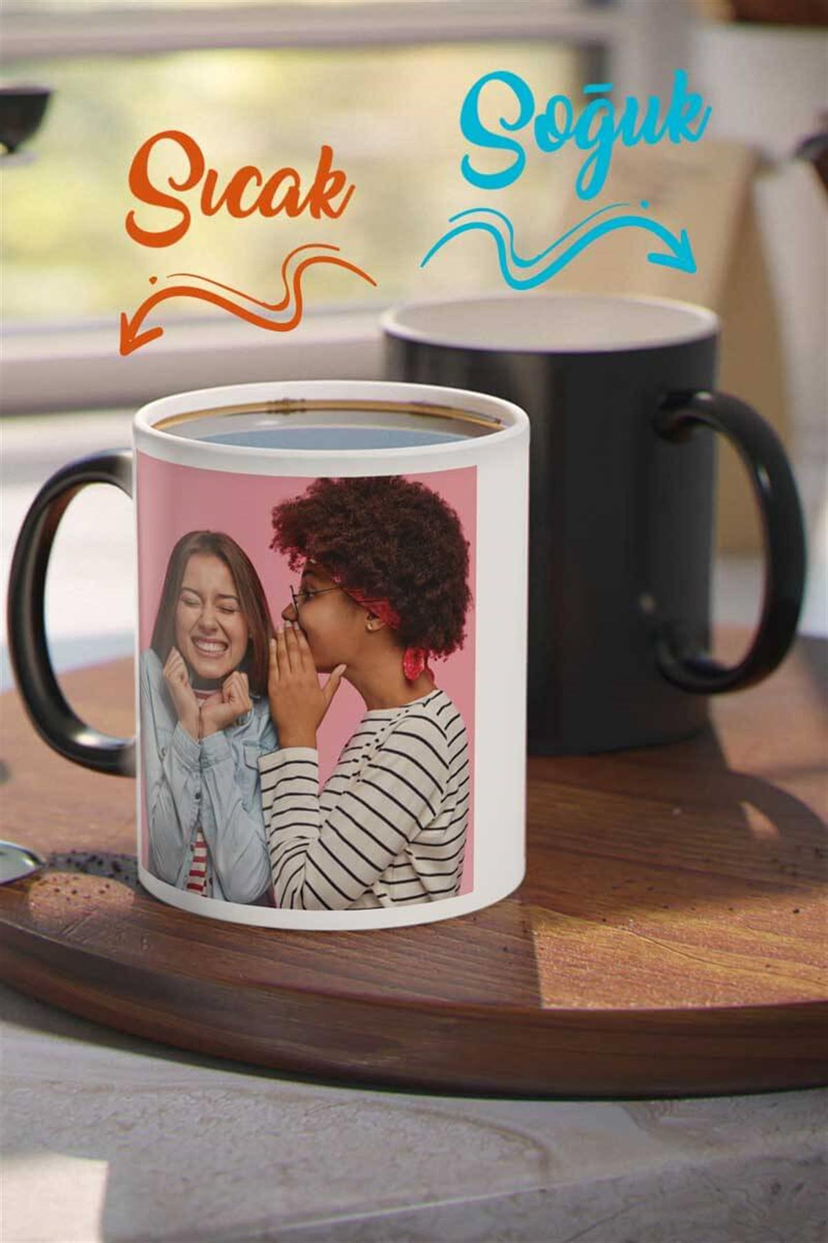 Yakın Arkadaşa Hediye Fotoğraflı Sihirli Kupa Bardak