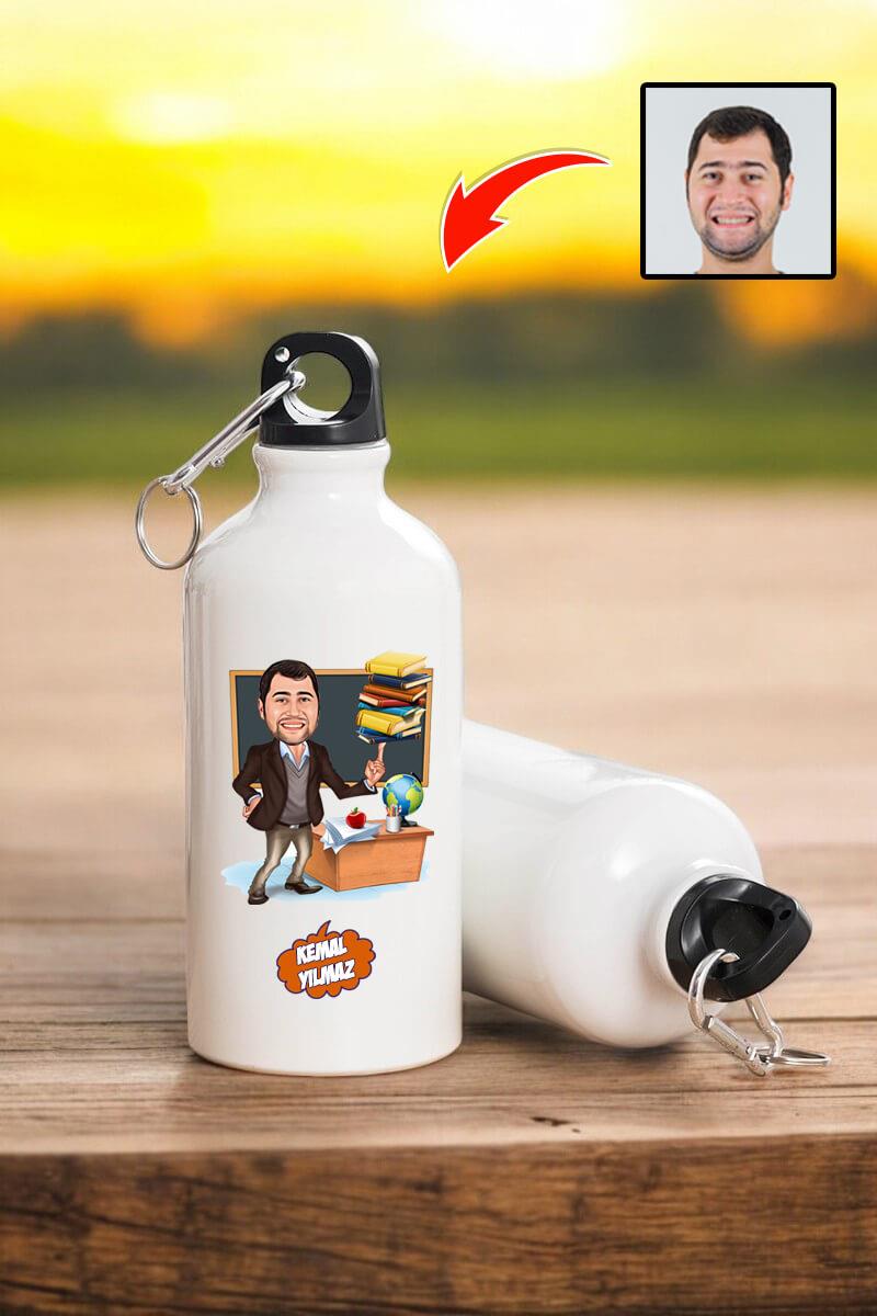 Yaratıcı Öğretmenler Günü Hediyesi Karikatürlü 600ml Metal Su Matarası