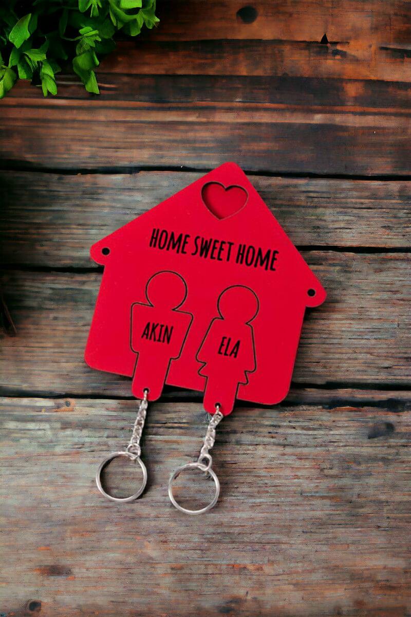 Yeni Evli Çifte Ev Hediyesi Kişiye Özel Duvar Anahtarlığı
