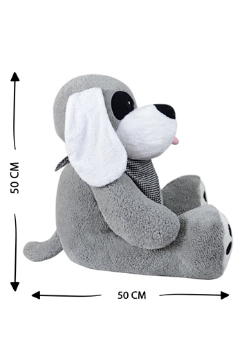 80 cm Korsan Gözlü Gri Peluş Köpek