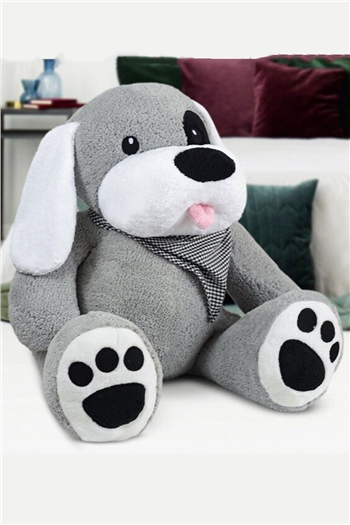 80 cm Korsan Gözlü Gri Peluş Köpek