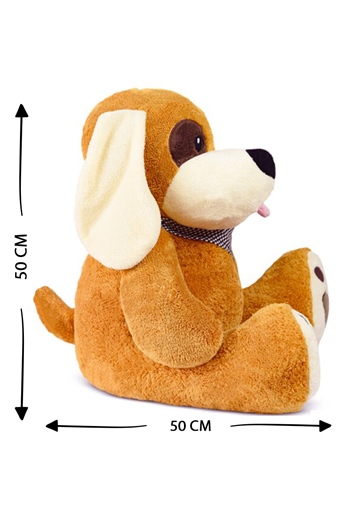 80 cm Korsan Gözlü Kahverengi Peluş Köpek