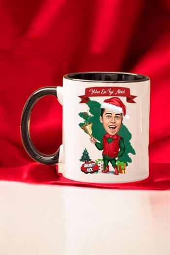 Abiye Yılbaşı Hediyesi Karikatürlü İçi Renkli Kupa Bardak