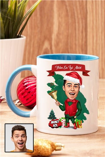 Abiye Yılbaşı Hediyesi Karikatürlü İçi Renkli Kupa Bardak